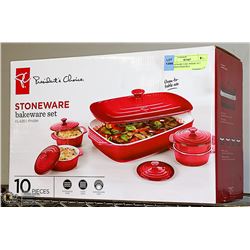 STONEWARE FAKE WHERE SET GLAZED FINISH RED