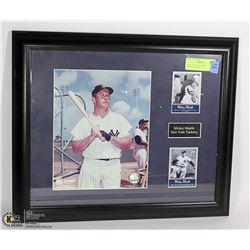 MICKEY MANTLE FRAMED MEMORABILIA PICTURE
