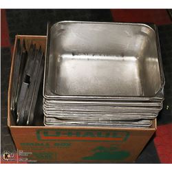 18 - 1/2 SIZE 6'' STEAM TABLE PANS W/ 7 LIDS