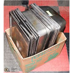 8 FULL SIZE 6'' STEAM TABLE PANS W/ 5 LIDS
