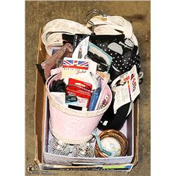 FASHION ITEMS, FABRIC BOX , 2 JEWELRY CASES,