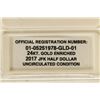 Image 4 : 2017-D 24KT GOLD ENRICHED JFK BRILLIANT UNC