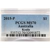 Image 3 : 2015-P AUSTRALIA KOALA SILVER DOLLAR PCGS MS70