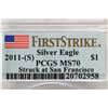 Image 3 : 2011 (S) AMERICAN SILVER EAGLE PCGS MS70