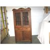 Image 1 :  PRIMITIVE ANTIQUE OAK KITCHEN CABINET W/GLASS #1385539