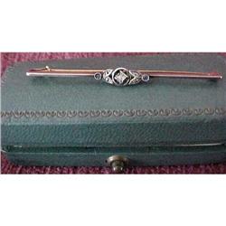 Antique Gold and Diamond Bar Pin in Box #1385776