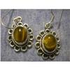 Image 1 : STERLING SILVER Estate RARE TIGER EYE Earrings #1385939