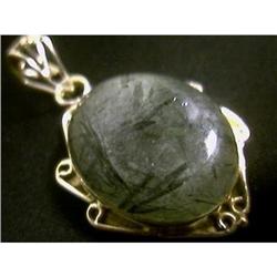 STERLING SILVER Estate GRASS QUARTZ Pendant WOW#1385945