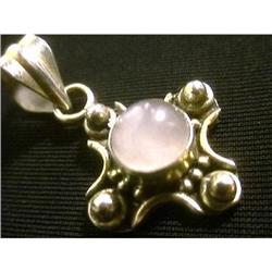 STERLING SILVER Estate RARE ROSE QUARTZ Pendant#1385949