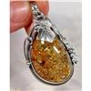 Image 1 : Blushing Sterling LEAVES Baltic Amber Pendant #1386577