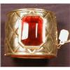 Image 1 : WIDE Cuff Bracelet, GOLD Tone RED Stone VINTAGE#1387113