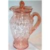 Image 1 : Pink Depression Optic Covered Lemonade Pitcher #1387187