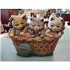 Antique Painted Cast Iron Kittens Door Stop #1387397