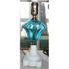 Image 1 : Lamp Whale Oil Milk Glass Base Aqua Glass Font;#1387702
