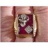 Image 1 : 10K Gold Elks Fraternal Ring w/ 2 Diamonds #1388089