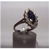 Estate Marquis Sapphire Diamonds gold ring 14kt#1397827