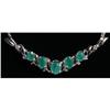 Estate Emerald Diamond Necklace Yellow Gold 14k#1397829