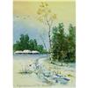 Image 1 : Original watercolor "Winter path" #1415413