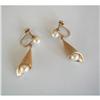 Image 1 : VINTAGE 1950's / 14K & PEARL HANGING EARRINGS #1415753