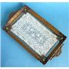 Empire Art Gold Brass Lace Glass Jeweled Tray  #1431592