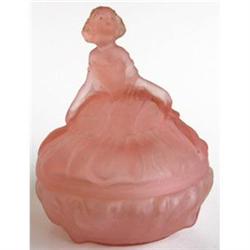 Dancing Girl Pink Satin Glass Art Deco Powder #1455253