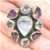 Image 1 : STERLING SILVER Estate MOONSTONE AMETHYST Ring #1455284