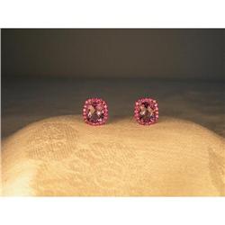 Estate 14K WG Amethyst Pink Sapphire Earrings #1455408