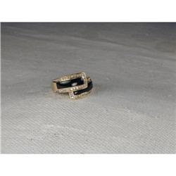 Estate 14K YG Gold Onyx Diamond Band Ring #1455414