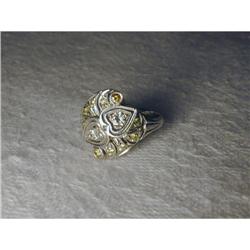 Antique 14K WG Diamond Yellow Sapphire Ring #1455420