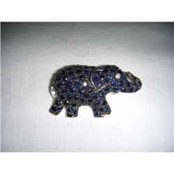 14K WG Gold Diamond Sapphire Elephant Brooch #1455441