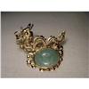 Estate 14K Gold Jade Chinese Dragon Brooch Pin #1455531