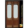 Double wooden door, beveled glass and hand #1455545