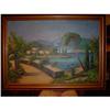 Painting Oil on canvas Greek village circa 1950#1455554