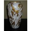 Gold overlay on white tall glass flower vase! #1455574