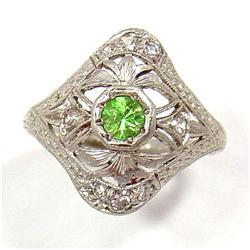 Art Deco Peridot and diamond filigree ring #1455664