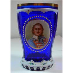 Biedermeier Painted Cobalt Blue Glass #1455665