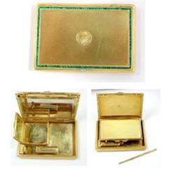 18kt. Gold Compact with Emeralds and Diamonds #1455669