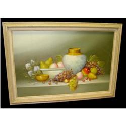 Fruit Vase Still Life Oil Painting Apple Grapes#1455819