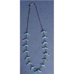 Hand Carved Turquoise dolphin necklace #1455821