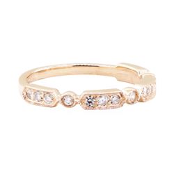 0.25 ctw Diamond Straight Line Station Ring with Milgrain Detailing - 14KT Rose