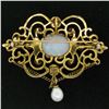 Image 4 : Vintage 14kt Yellow Gold 4.50 ctw Opal and Pearl Open Work Brooch Pin or Pendant