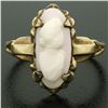 Image 2 : 10k Yellow Gold Simple Petite Carved Pink Stone Cameo Ring