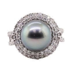 Tahitian Pearl and Diamond Ring - 18KT White Gold