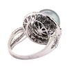 Image 3 : Tahitian Pearl and Diamond Ring - 18KT White Gold