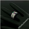 Image 3 : Set of 3 Stackable 18kt White Gold Emerald Ruby Sapphire and Diamond Band Rings