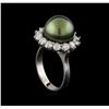 Image 4 : Tahitian Pearl and Diamond Ring - 14KT White Gold