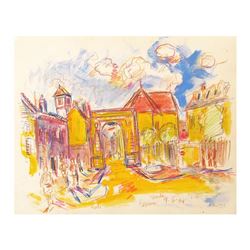 Wayne Ensrud "Beaune, Burgundy" Mixed Media Original Artwork; Hand Signed; COA