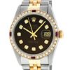 Image 1 : Rolex Mens 2 Tone Brown Diamond & Ruby 36MM Datejust Wristwatch