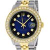 Image 7 : Rolex Mens 2 Tone 18K Blue Vignette 1.9 ctw Diamond Datejust Wristwatch 36MM