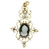 Image 2 : Antique Victorian 14kt Yellow Gold Cameo and Diamond Open Work Locket Pendant